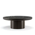Minimalist Green Marble Round Coffee Table Metal Pedestal