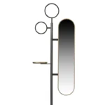 Modern Coat Stand with Full Length Silver Mirror and Storage Shelf