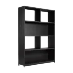 Modern Matte Black Wooden Multi Compartment Open Display Shelf Bookcase
