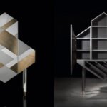 Geometric Wood Cabinet Hexagonal Shape Multi-Tone Modern Artistic Furniture