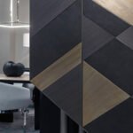 Geometric Wood Cabinet Hexagonal Shape Multi-Tone Modern Artistic Furniture