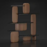 Organic Curved Wooden Wall Mounted Multi Tier Display Shelf