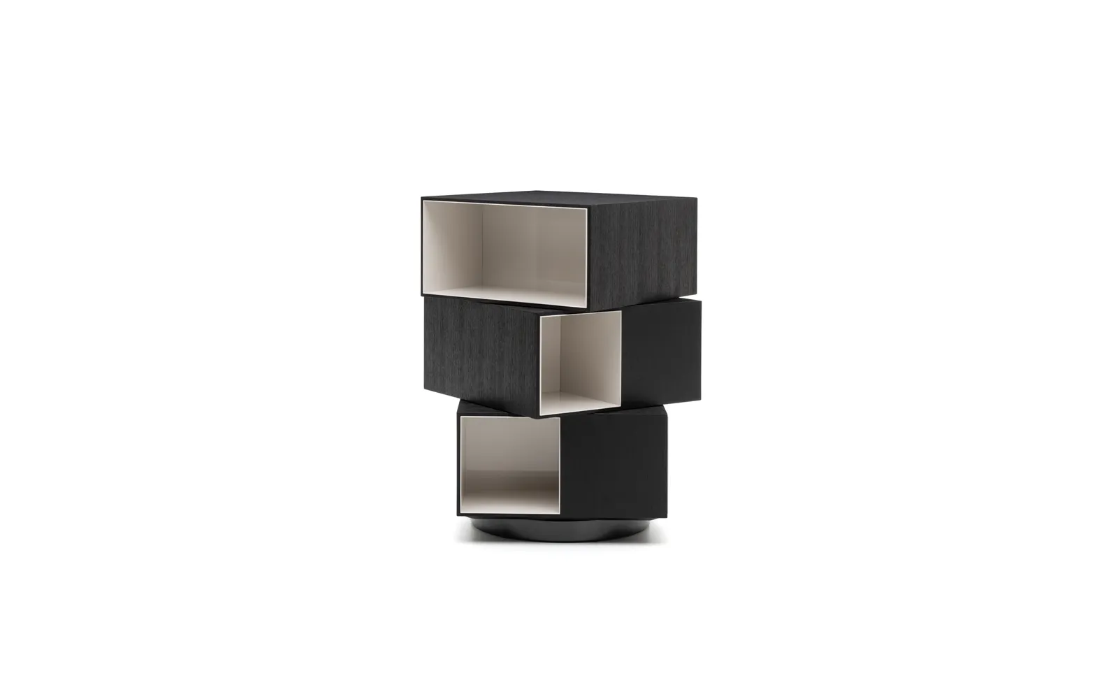 Rotating Stacked Cube Two Tone Wooden Display Storage Shelf
