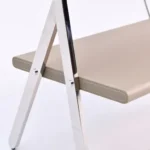 Taupe Metal Frame Folding Open Display Shelf with Wooden Accents