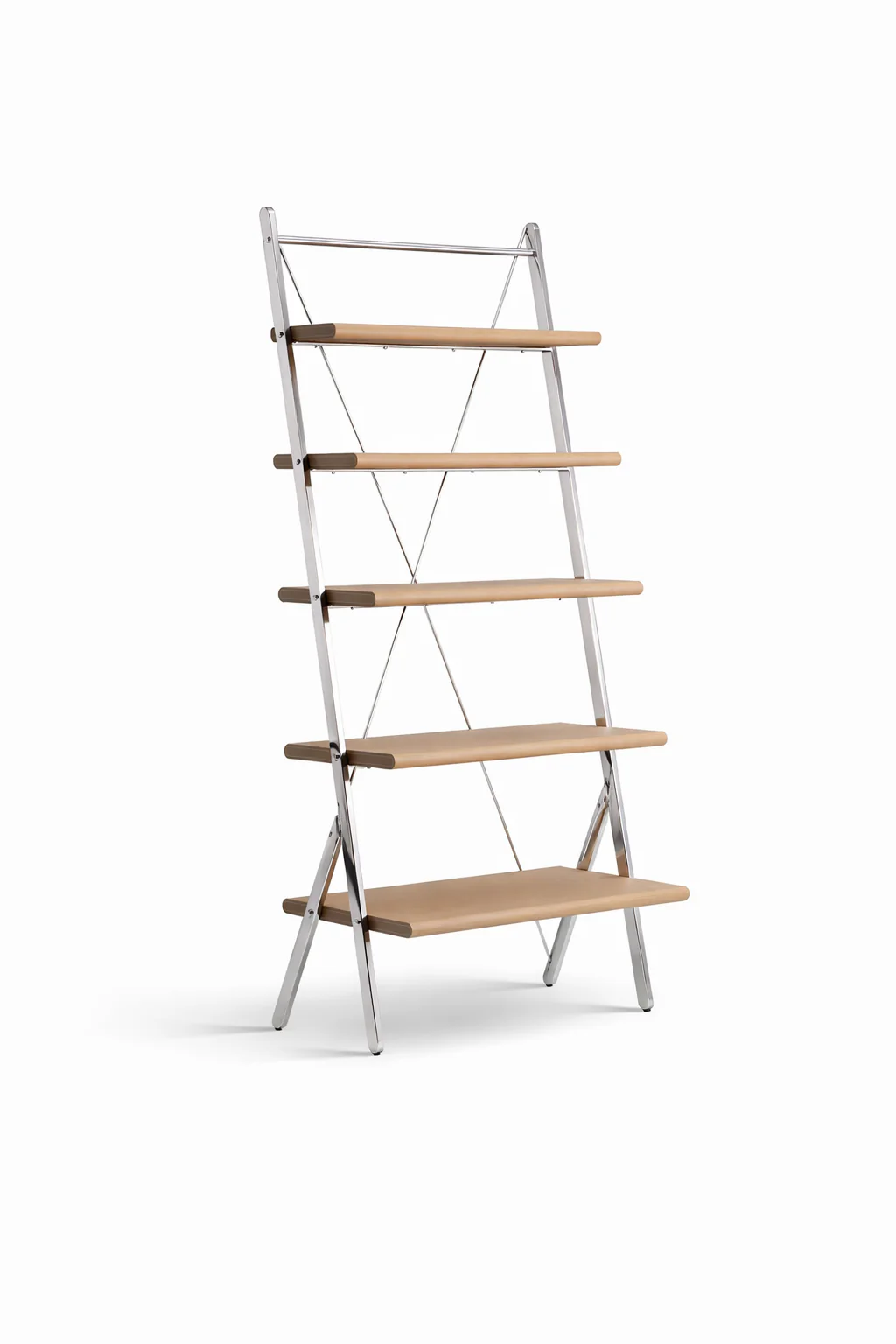 Taupe Metal Frame Folding Open Display Shelf with Wooden Accents