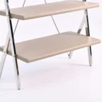 Taupe Metal Frame Folding Open Display Shelf with Wooden Accents