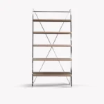 Taupe Metal Frame Folding Open Display Shelf with Wooden Accents