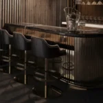 Taupe Velvet Upholstered Gold Adjustable Swivel Bar Stool