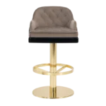 Taupe Velvet Upholstered Gold Adjustable Swivel Bar Stool