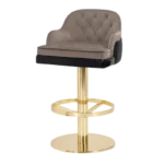 Taupe Velvet Upholstered Gold Adjustable Swivel Bar Stool