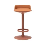 Terracotta Fabric Bar Stool Sculpted Base Integrated Footrest