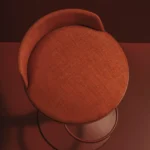 Terracotta Fabric Bar Stool Sculpted Base Integrated Footrest