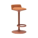 Terracotta Fabric Bar Stool Sculpted Base Integrated Footrest