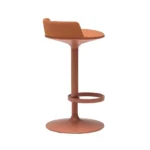 Terracotta Fabric Bar Stool Sculpted Base Integrated Footrest