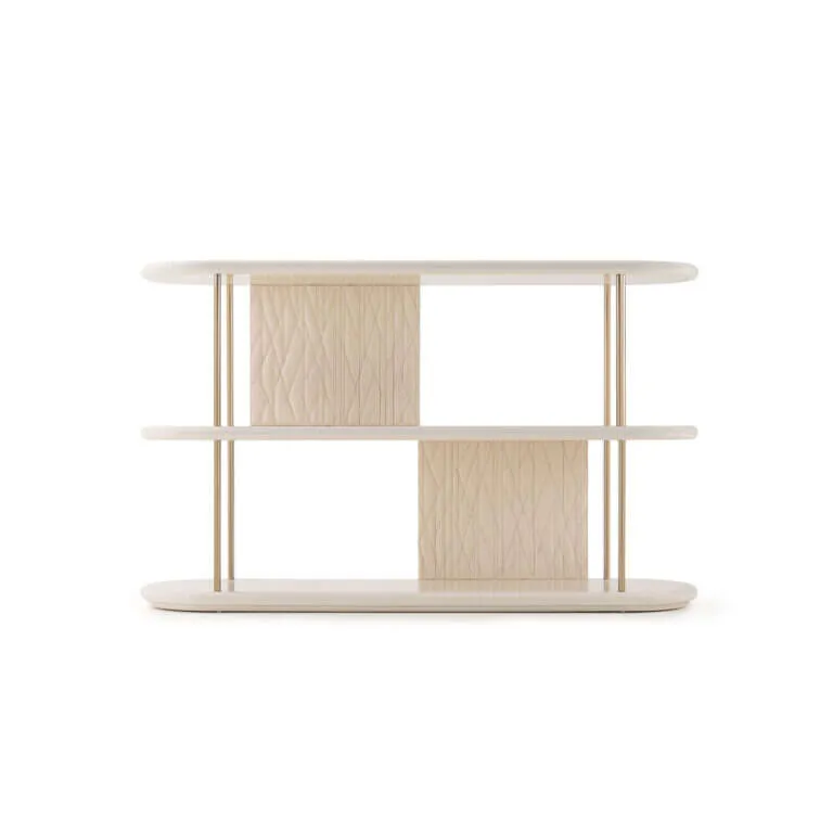 Three Tier Cream Textured Panel Metal Frame Open Display Shelf