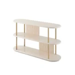 Three Tier Cream Textured Panel Metal Frame Open Display Shelf