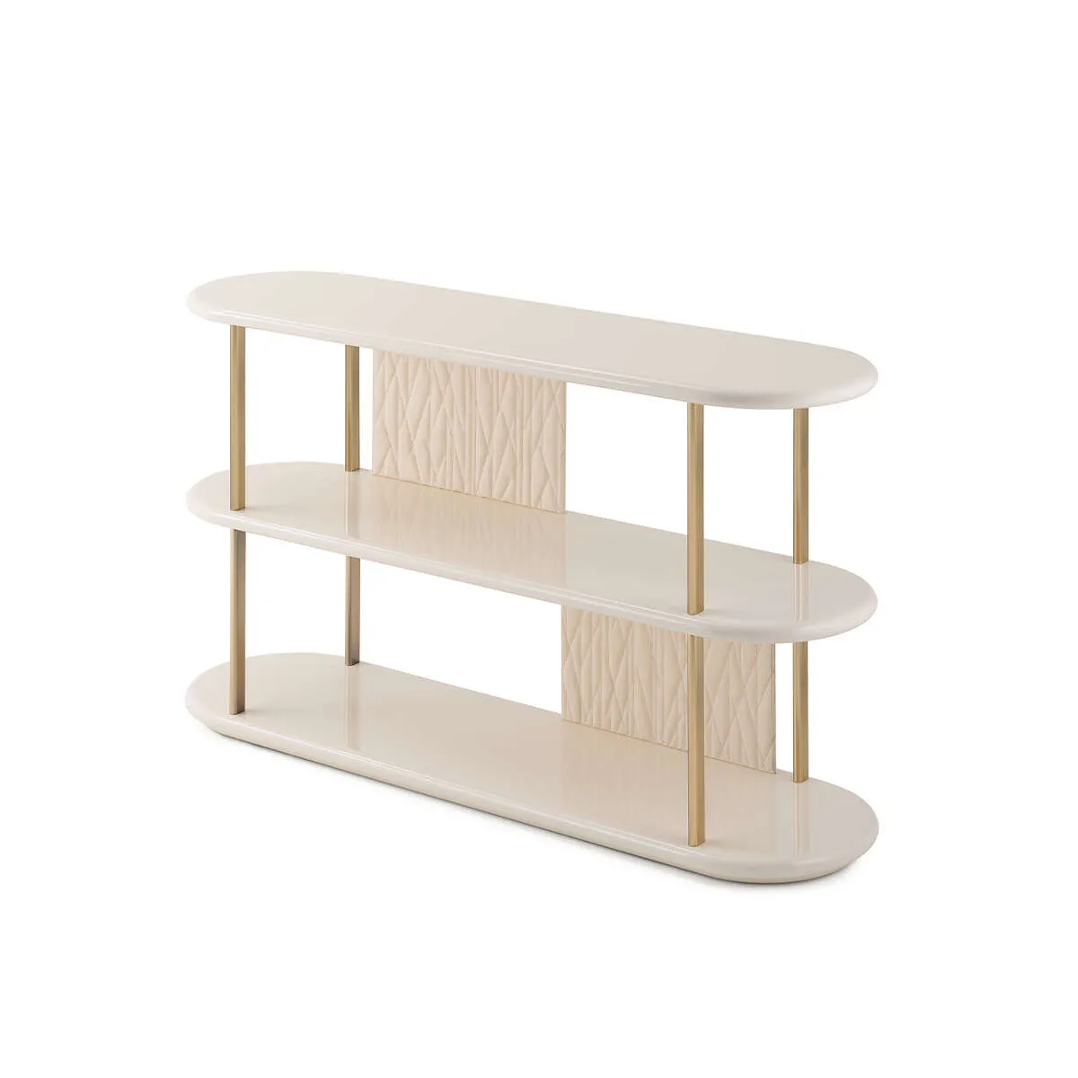 Three Tier Cream Textured Panel Metal Frame Open Display Shelf