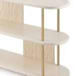 Three Tier Cream Textured Panel Metal Frame Open Display Shelf