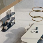 Three Tier Cream Textured Panel Metal Frame Open Display Shelf