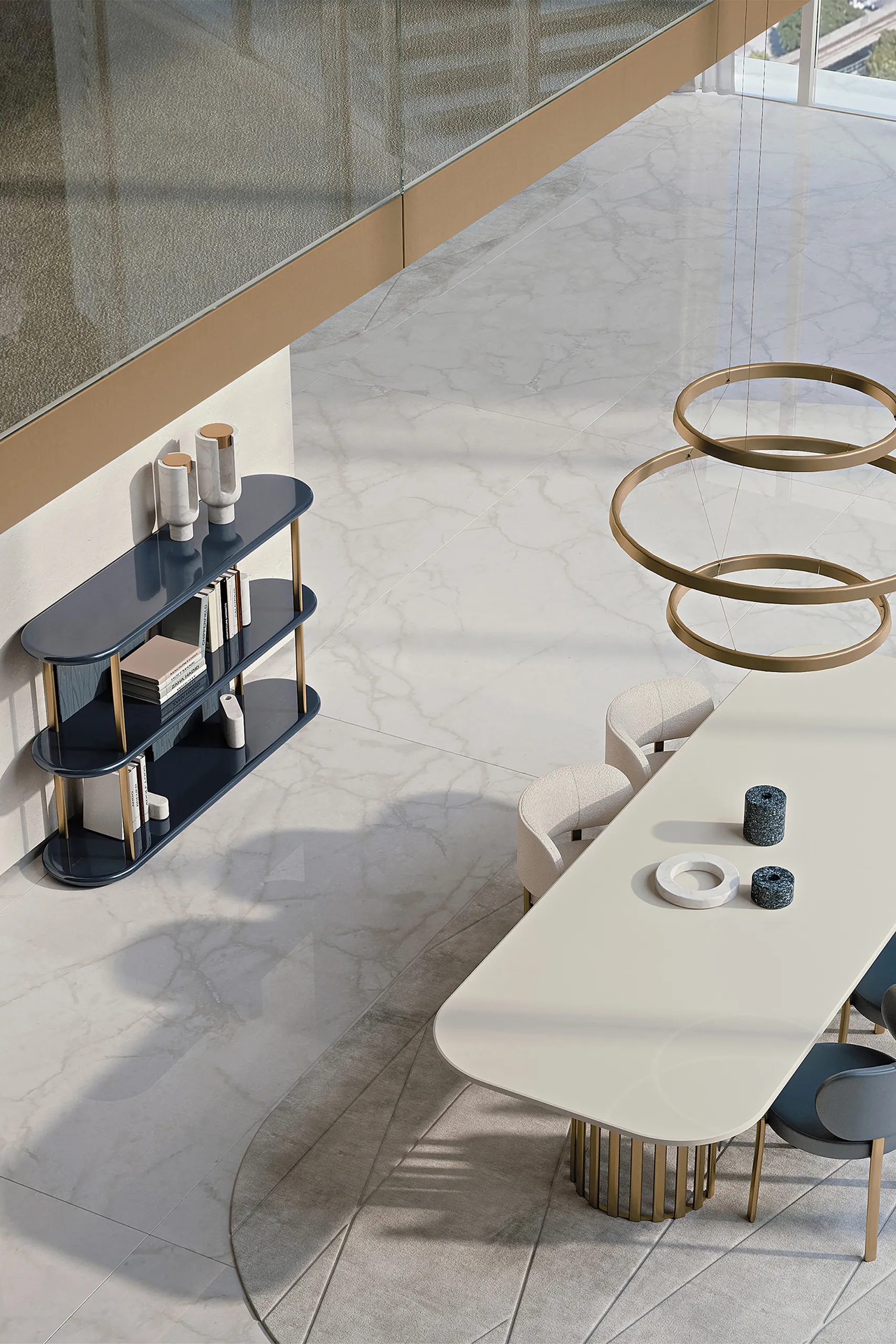 Three Tier Cream Textured Panel Metal Frame Open Display Shelf