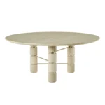Travertine Round Dining Table with Stacked Cylindrical Legs