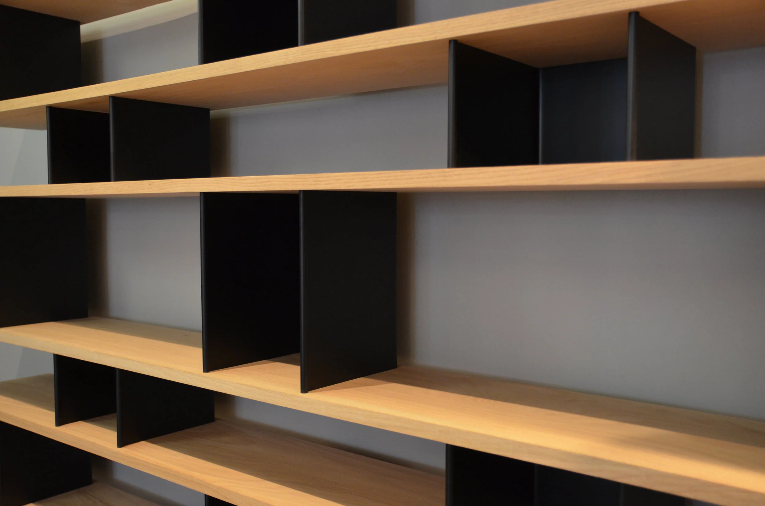 Asymmetric Two Tone Wooden Multi Tier Open Display Shelf Bookcase