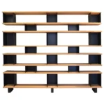 Asymmetric Two Tone Wooden Multi Tier Open Display Shelf Bookcase