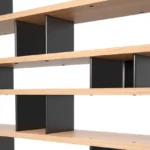 Asymmetric Two Tone Wooden Multi Tier Open Display Shelf Bookcase