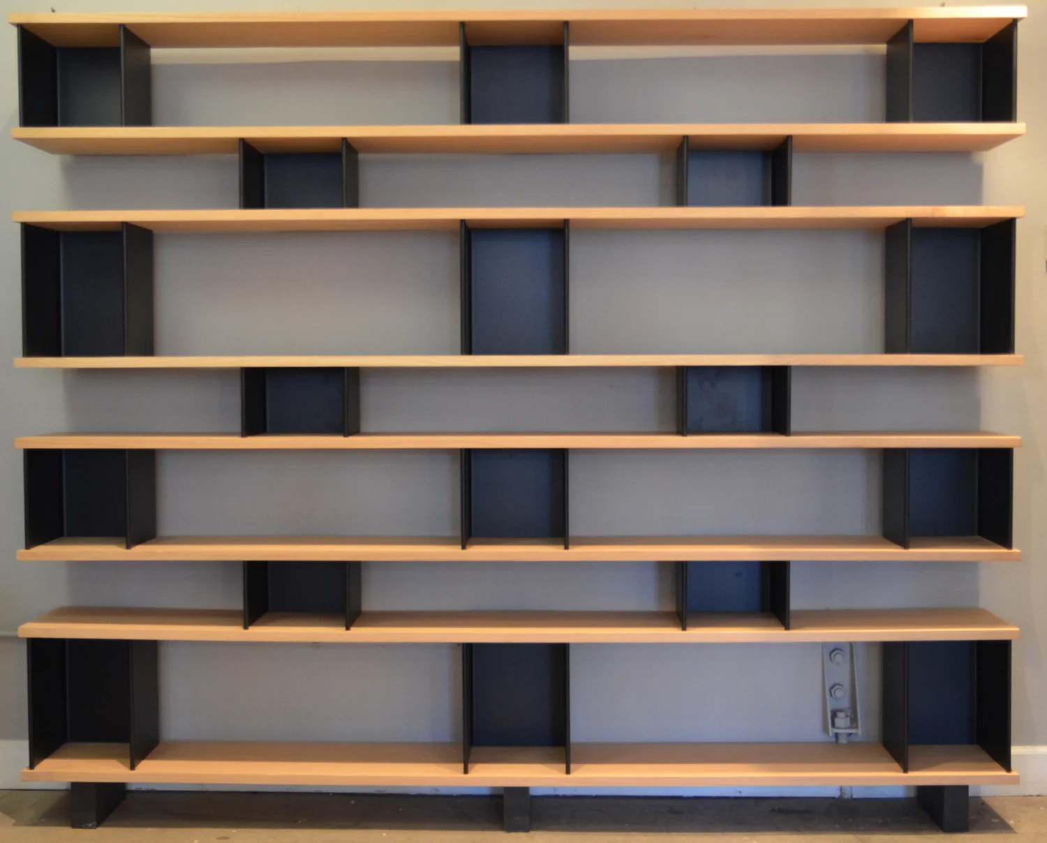 Asymmetric Two Tone Wooden Multi Tier Open Display Shelf Bookcase
