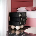 Mid-Century Modern Nighstand Bedside Table Contemporary Design Black Wood
