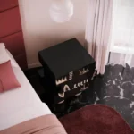 Mid-Century Modern Nighstand Bedside Table Contemporary Design Black Wood
