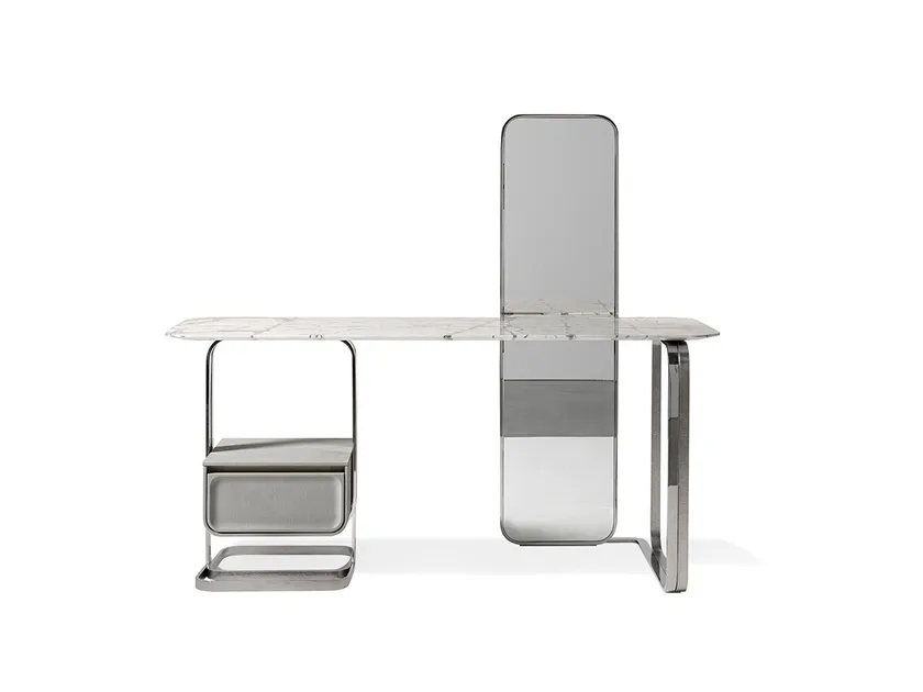 Marble Top Vanity Set with Full Length Mirror and Gold Frame