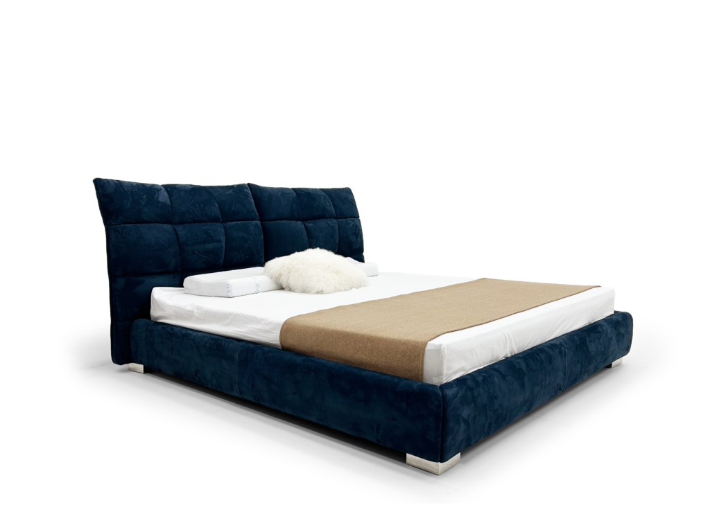 Navy Tufted Velvet Bed Plush Modern Luxe Design