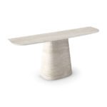 Beige Marble Console Table Tapered Pedestal Modern Minimalist Furniture