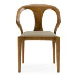 Natural Wood Frame Upholstered Seat Modern Dining Armchair