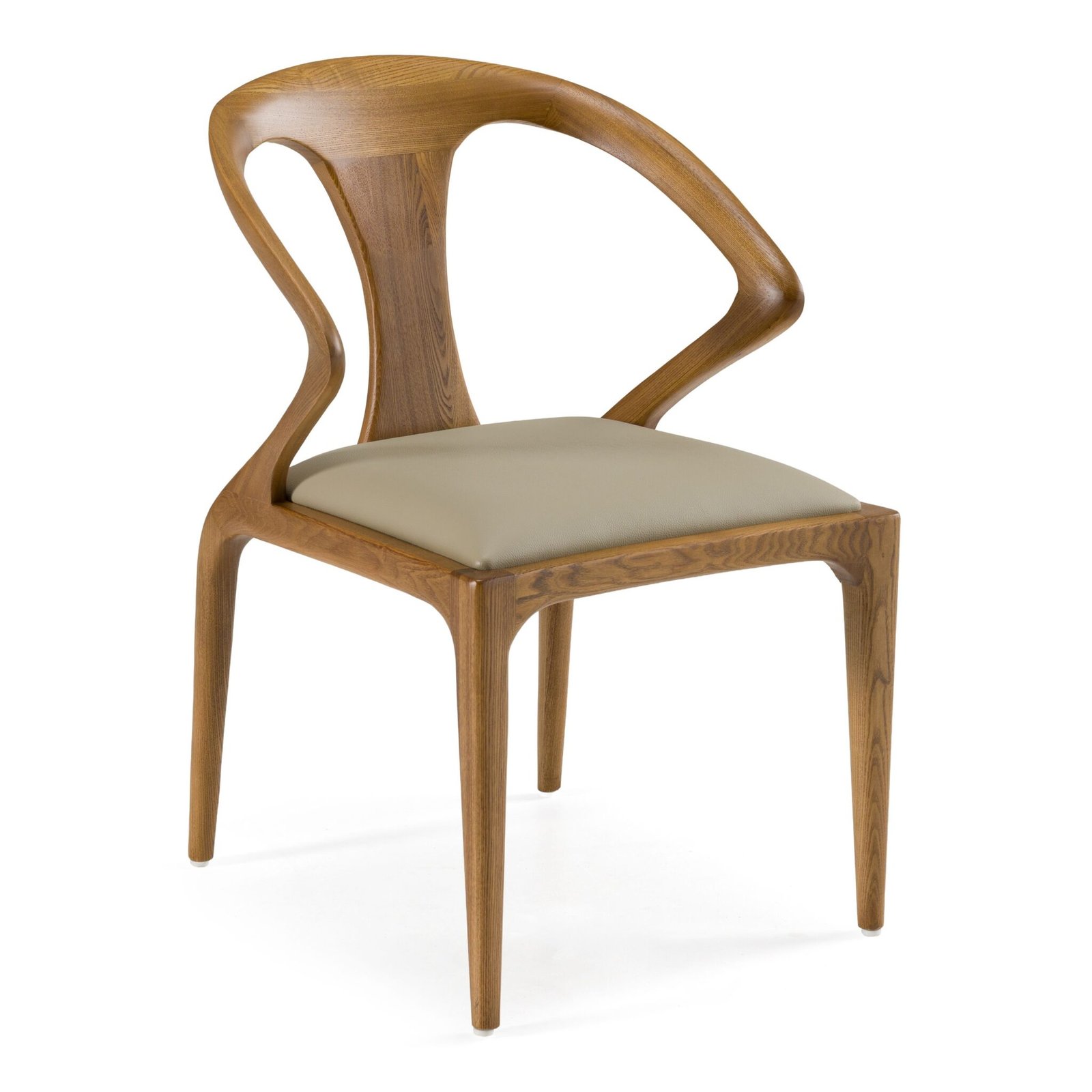 Natural Wood Frame Upholstered Seat Modern Dining Armchair