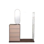 Modern Wardrobe Dresser Combo with Oval Mirror and Four Drawers