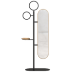 Modern Coat Stand with Full Length Silver Mirror and Storage Shelf