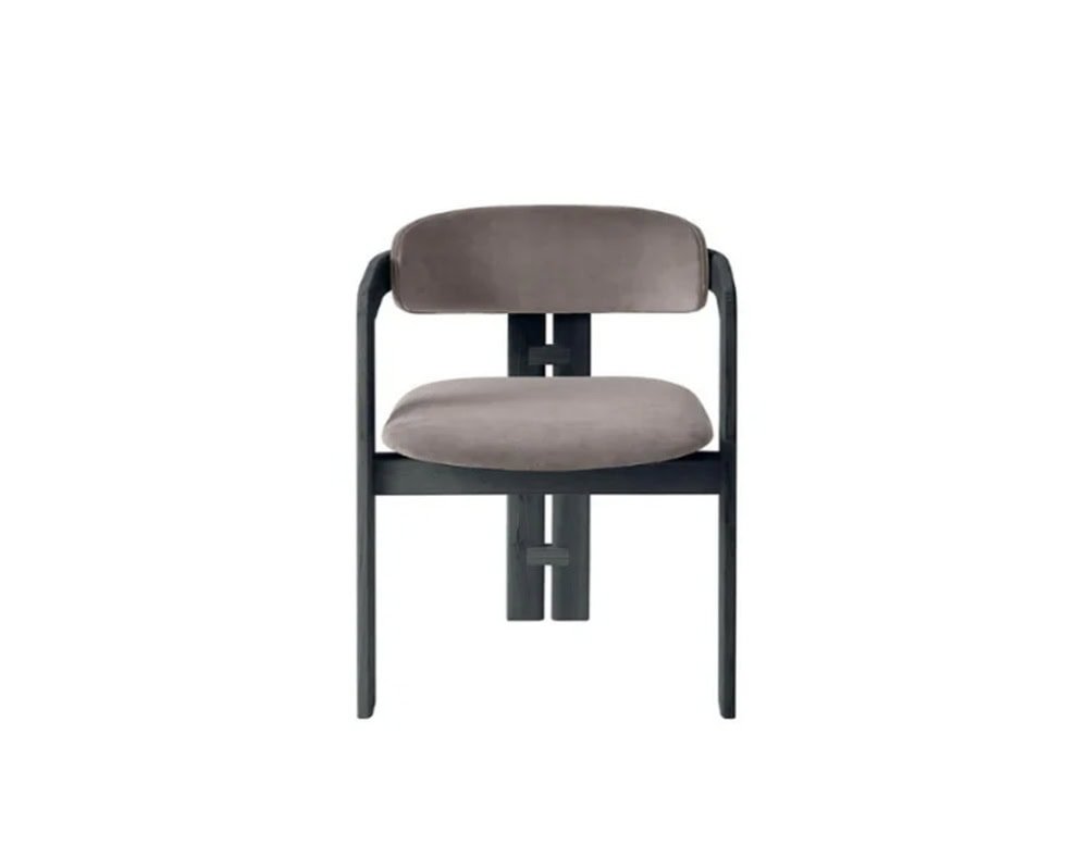 Taupe Upholstered Black Wooden Frame Modern Accent Armchair