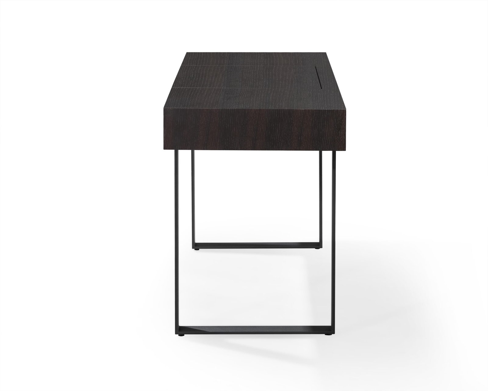 Dark Walnut Vanity Desk with Flip Top Mirror and Compartment Storage