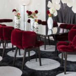 Emerald Velvet Puffy Chair Black Wood Frame Modern Accent Seating
