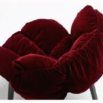Emerald Velvet Puffy Chair Black Wood Frame Modern Accent Seating