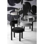 Black Velvet Upholstered Bar Stool with Polished Metal Frame