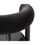 Black Velvet Upholstered Bar Stool with Polished Metal Frame