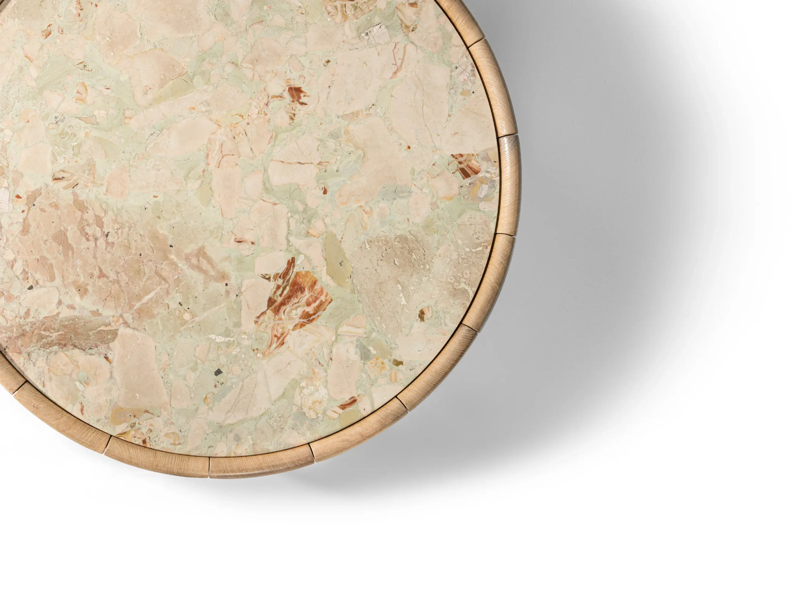 Sculptural Wooden Round Coffee Table & Side Table Set