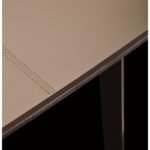 Walnut and Leather Top Vanity Desk with Asymmetrical Mirror