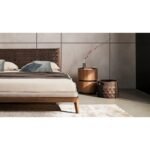 Double Tier Walnut Veneer Round Nightstand