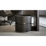 Double Tier Walnut Veneer Round Nightstand