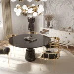 Gold Metal Frame Chair Black Velvet Seat Modern Accent Seating