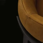 Tan Leather Armchair Dark Wood Frame Modern Accent Seating